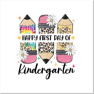 First Day Kindergarten Teacher Leopard Pencil Back to School Posters and Art